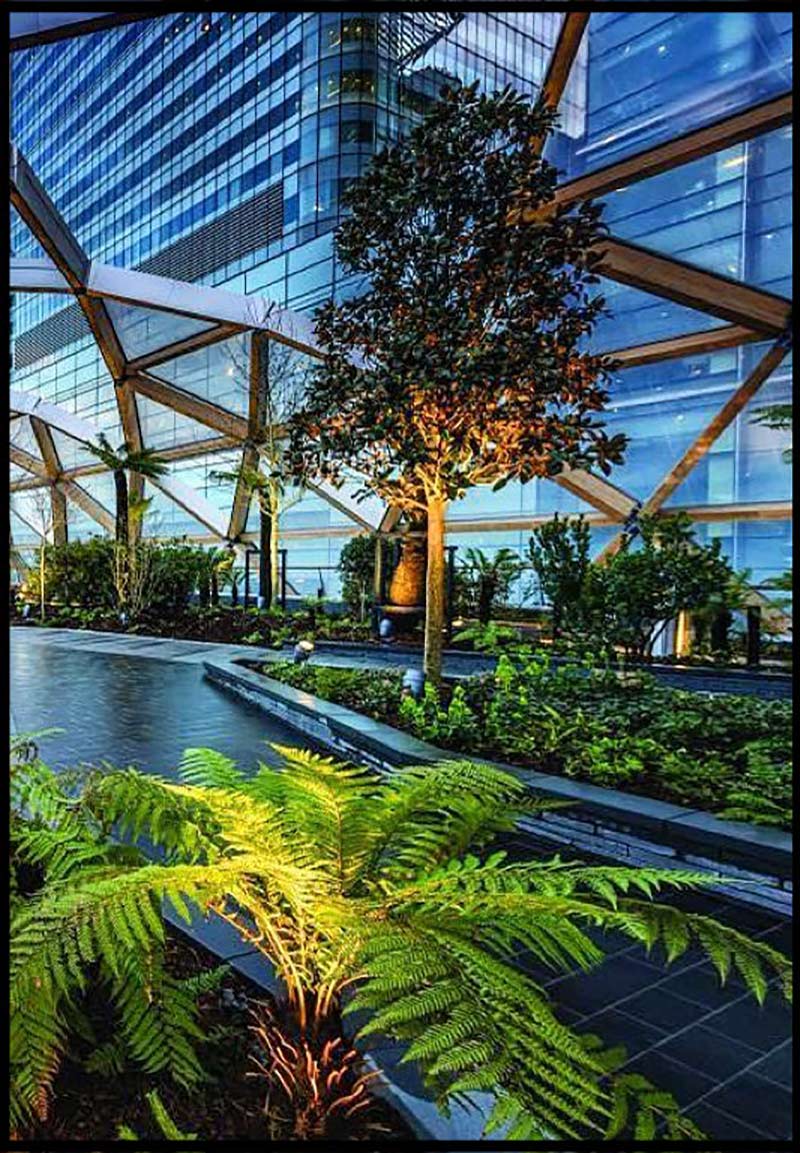exhibition at Canary Wharf Crossrail Roof Gardens designed by renowned architect Norman Foster