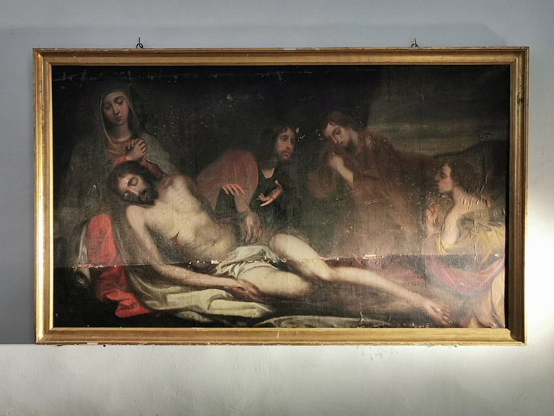 Restoring a large oil painting by a disciple of Francisco de Goya