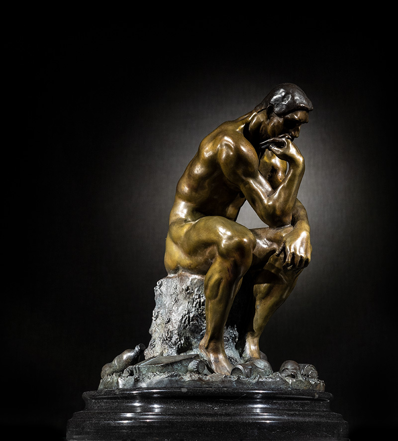 What would Auguste Rodin or his subject in The Thinker be contemplating if it were made today.