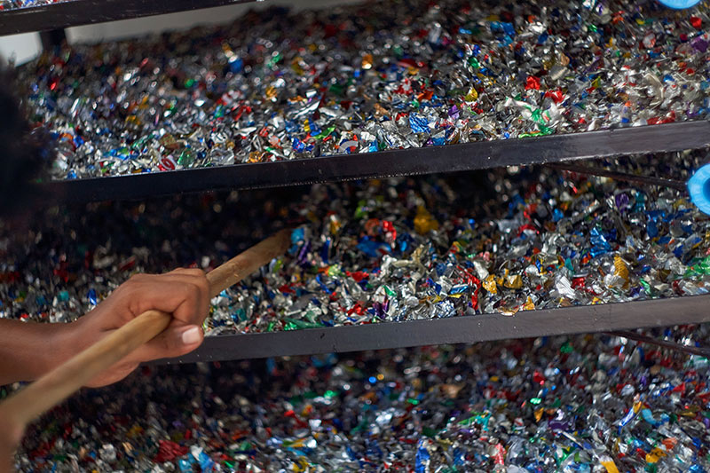 drying racks in the recycling process