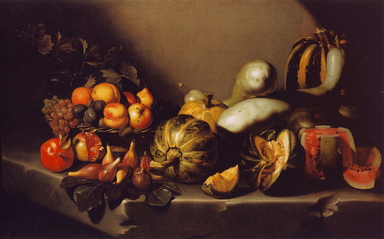 Caravaggio still life with fruit dated 1603
