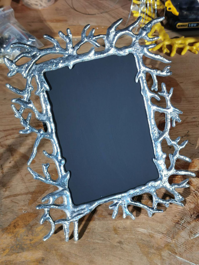 coral picture frame cast in silver aluminium