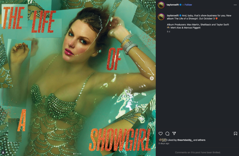 taylor swift new album cover the life of a showgirl